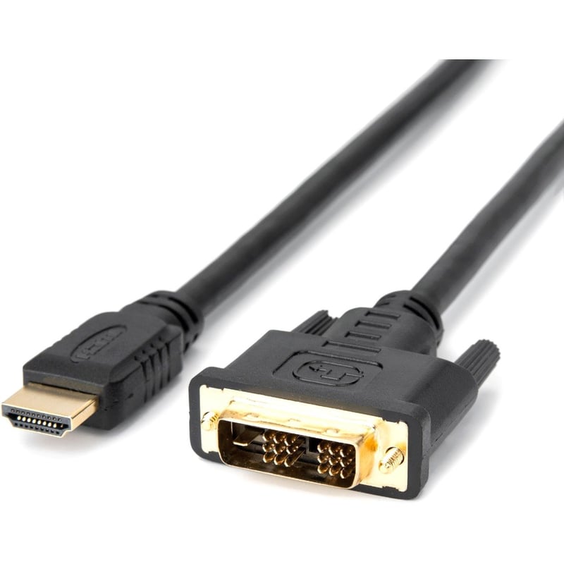 Rocstor Premium HDMI to DVI-D Cable - M/M - 10 ft - 1 x DVI-D Male - 1 x Male HDMI - Gold-plated Contacts - Black - Thumbnail 4