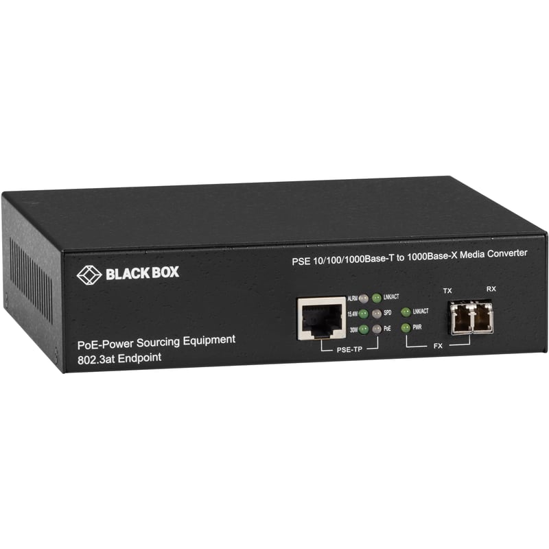 Black Box 10/100/1000B-T PoE PSE To 1000B-X Media Converter - Thumbnail 1