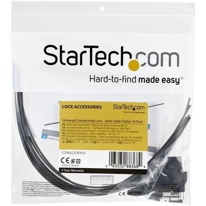 StarTech.com 10-Pack Security Cable Tethers for Adapters & Dongles - Universal Cable Tether Kit - Steel Tether Cable Lock - Anti-Theft - Thumbnail 4