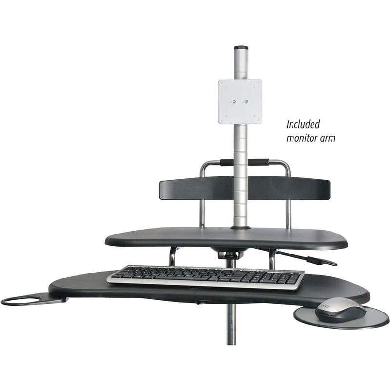 Kantek Mobile Height Adjustable Computer Workstation w/ LCD Mount - Thumbnail 2