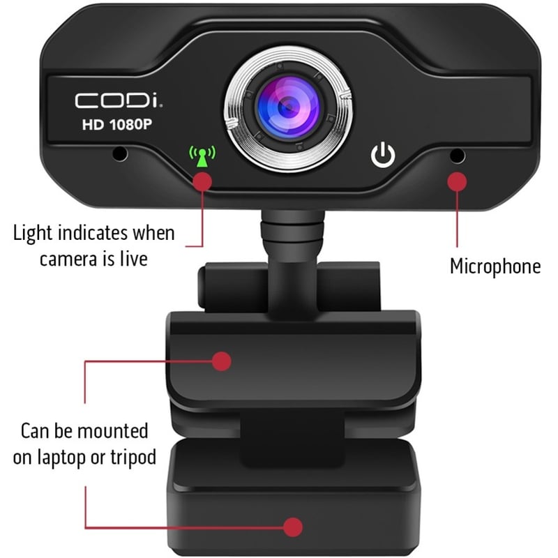 CODi Aquila HD 1080P Fixed-Focus Webcam - Thumbnail 3