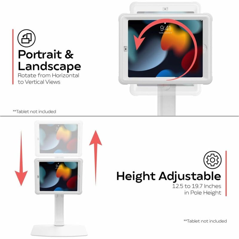 CTA Digital Height-Adjustable Mount with Quick Release Magnetic Case for iPad 7th, 8th, & 9th Gen, iPad Air 3, and iPad Pro 10.5 - Thumbnail 3