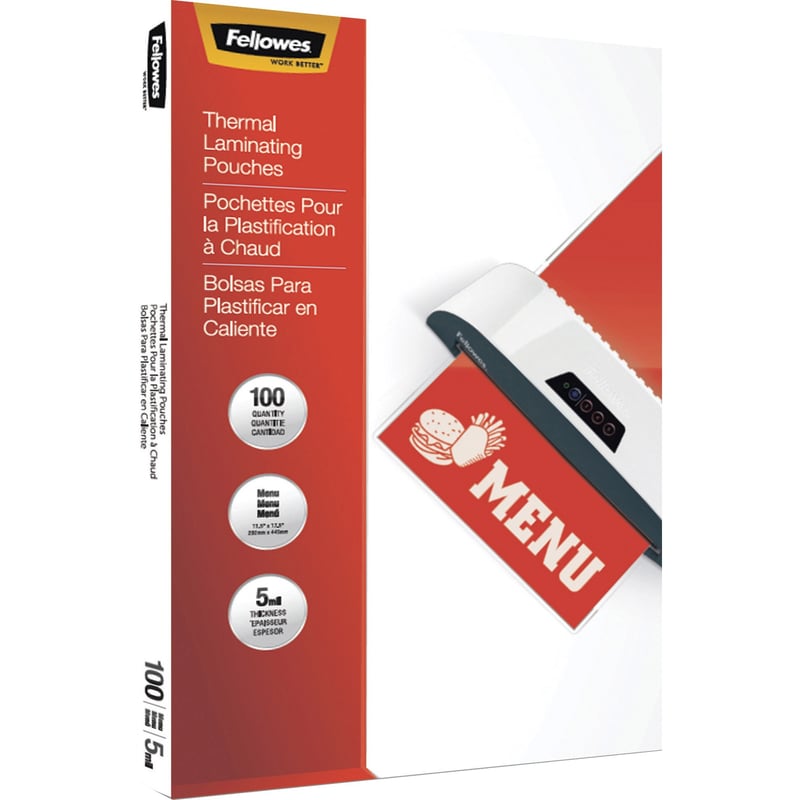 Fellowes Menu Size Thermal Laminating Pouches - Thumbnail 1
