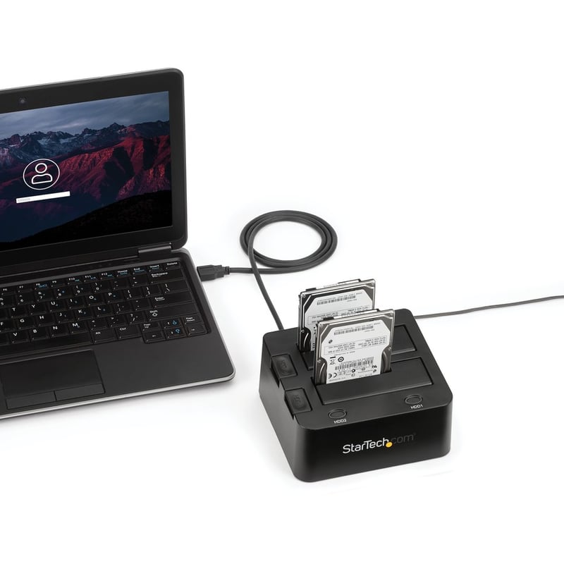 StarTech.com Dual-Bay USB 3.0 to SATA Hard Drive Docking Station, 2.5/3.5" SATA I/II/III, SSD/HDD Dock, USB Hard Drive Bay, Top-Loading - Thumbnail 2