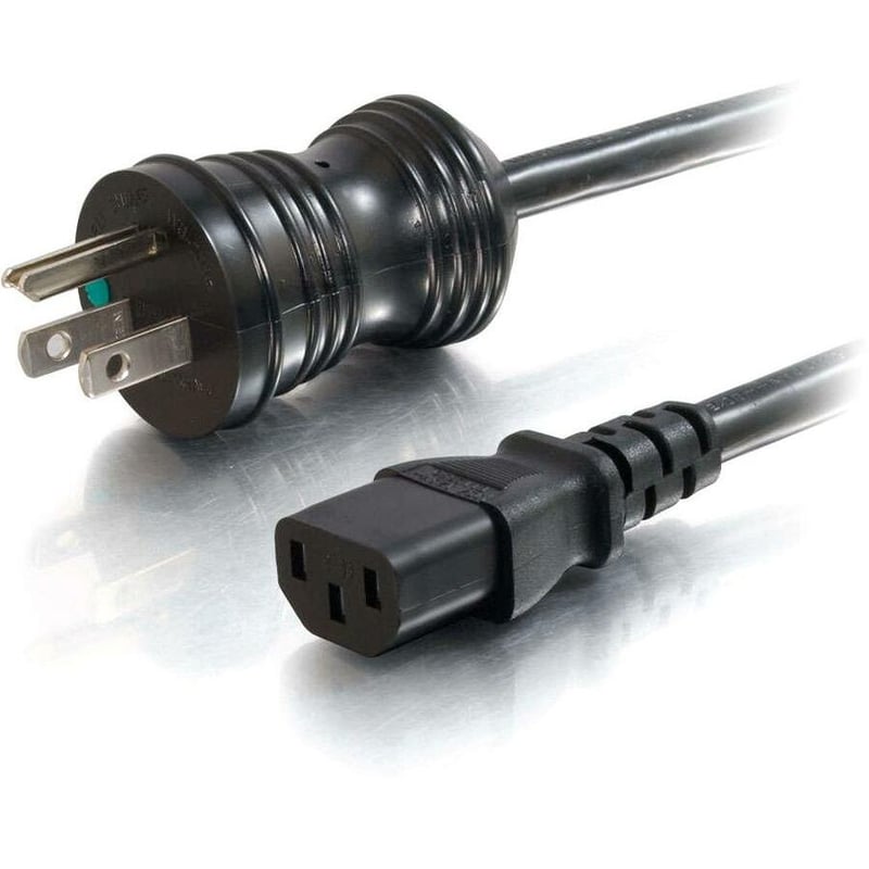 C2G 15ft 16 AWG Hospital Grade Power Cord (NEMA 5-15P to IEC320C13) - Black - Thumbnail 1
