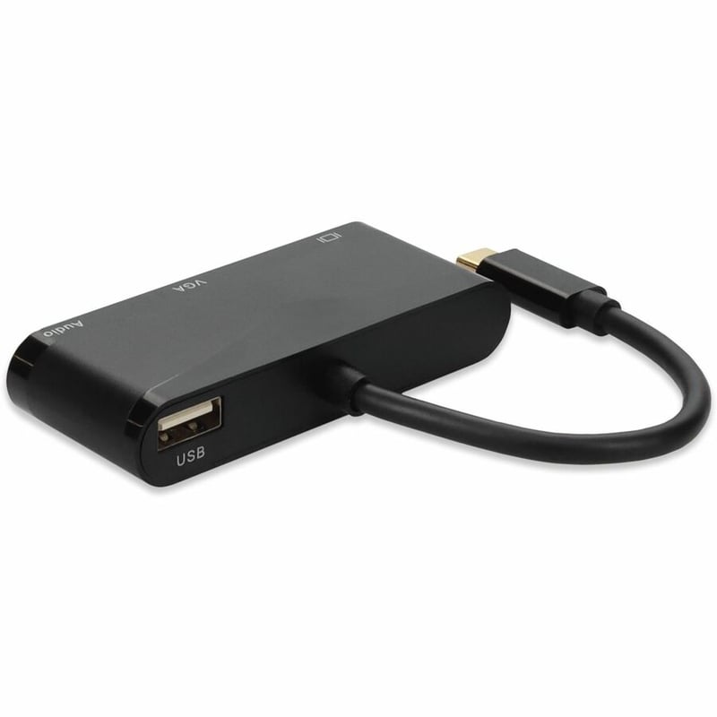 AddOn USB-C 3.1 Male to HDMI Female, VGA Female, USB-A 2.0 Female Black Adapter - Thumbnail 3