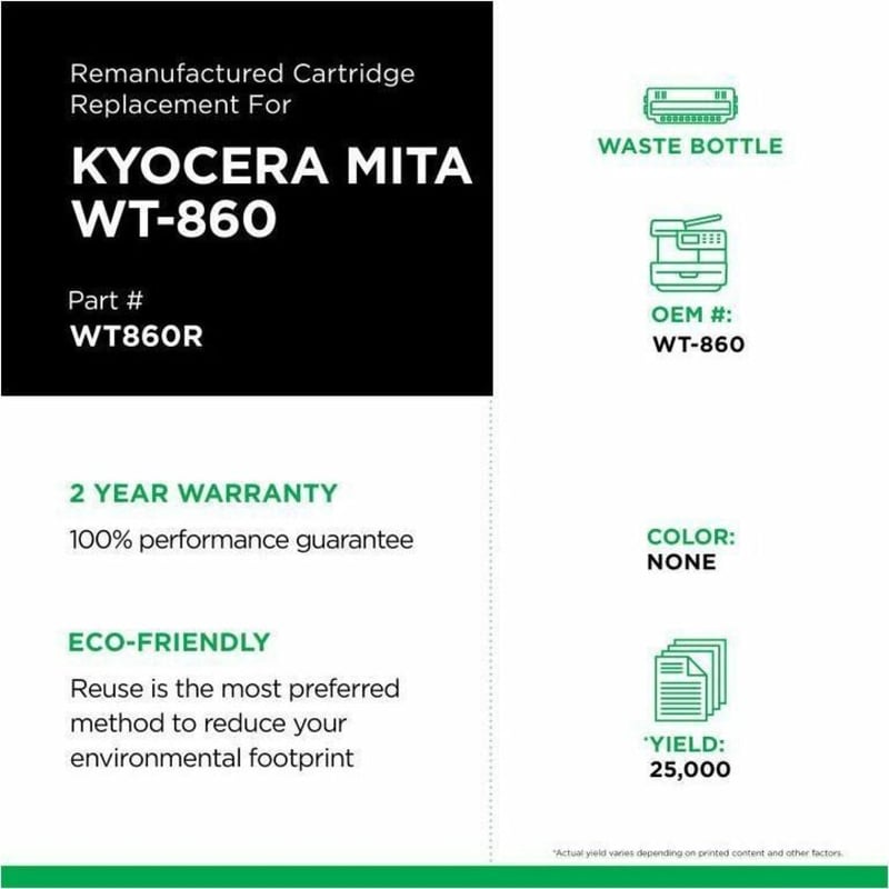 Clover Imaging Remanufactured Waste Container for Kyocera Mita WT-860 - Thumbnail 3