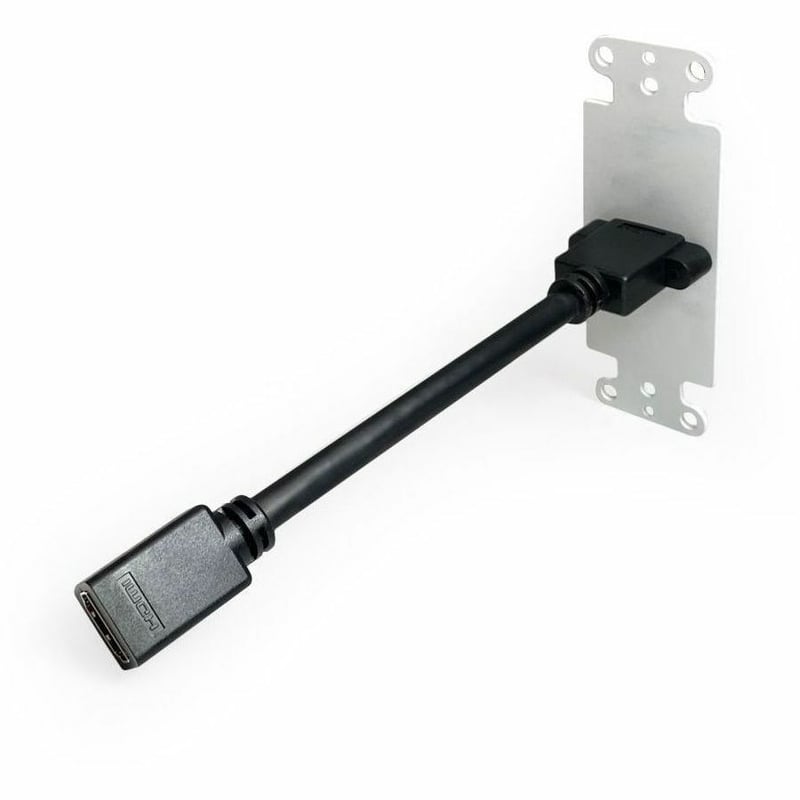 HDMI PASS THRU SINGLE GANG WALL DECORATIVE WALLPLATE W/ PIGTAIL- WH - Thumbnail 2