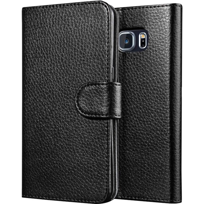 GALAXY S5 LEATHER WALLET CASE - BLACK - Thumbnail 1