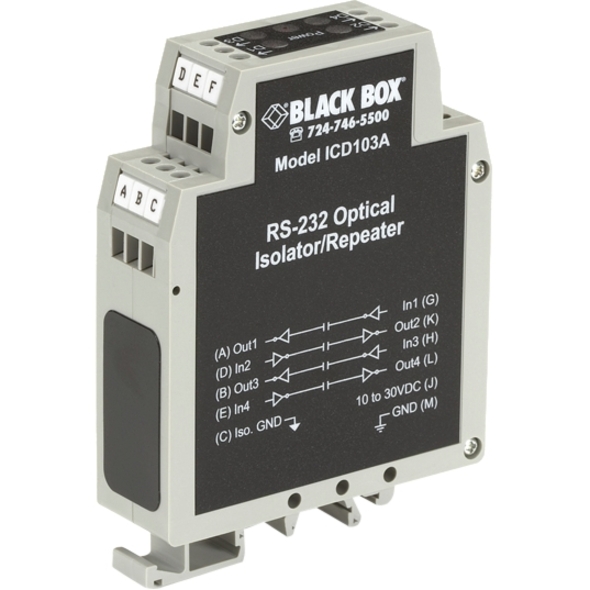Black Box DIN Rail Repeater with Opto-Isolation, RS-232 - Thumbnail 4