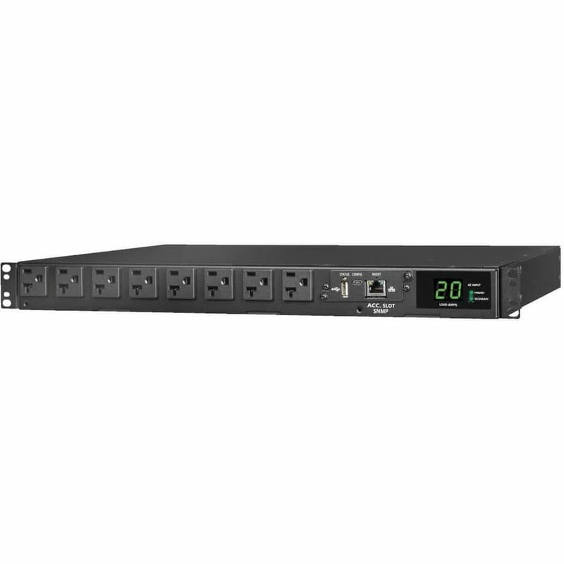 Tripp Lite by Eaton PDU 1.92kW 120V Single-Phase ATS/Monitored PDU - 16 5-15/20R Outlets Dual L5-20P/5-20P Inputs 12 ft. Cords 1U TAA - Thumbnail 5
