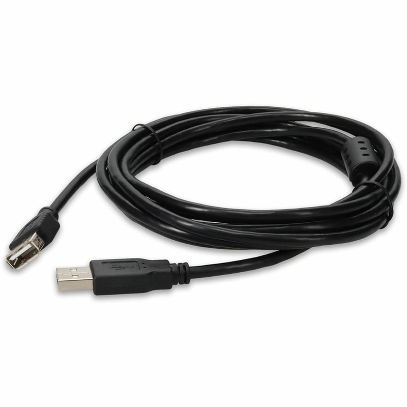 AddOn 5-Pack of 10ft USB 2.0 (A) Male to Female Black Cables - Thumbnail 1
