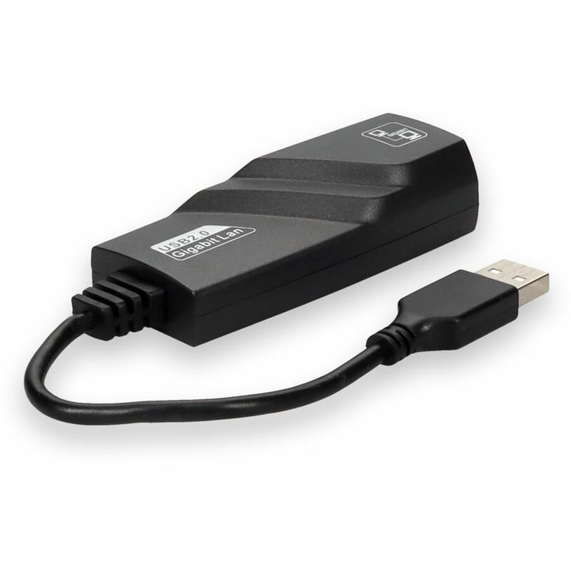AddOn USB A 2.0 Male to RJ-45 Female Gray & Black Adapter - Thumbnail 5