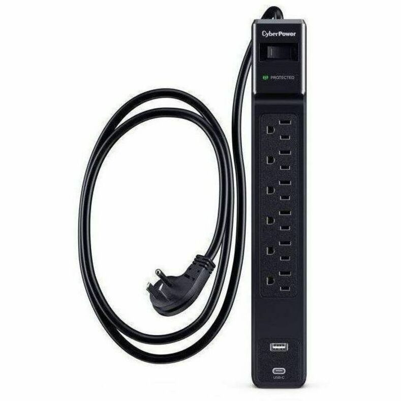 CYBERPOWER CSP604UC SURGE 1500J 4 CORD USB-AC BLACK - Thumbnail 4