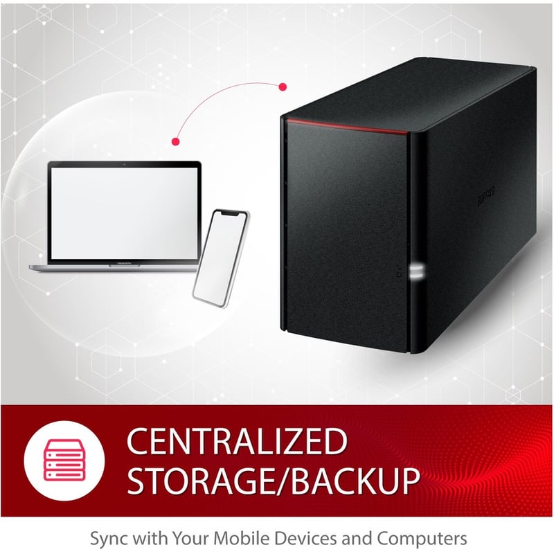 BUFFALO LinkStation SoHo 220 Home-Office NAS Storage 4TB Personal Cloud Hard Drives Included - Thumbnail 3