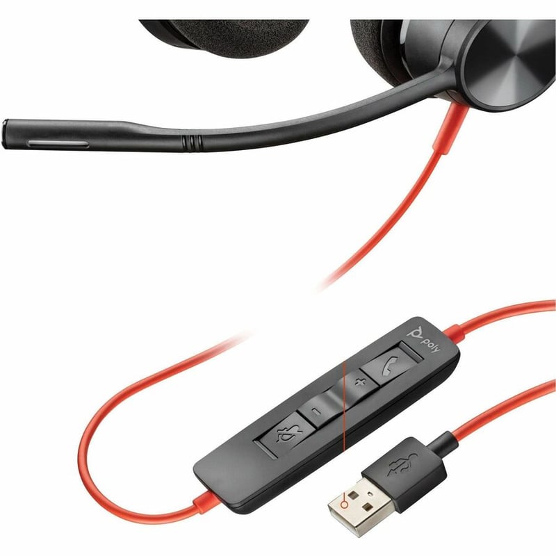 POLY BLACKWIRE 3320 USB-A HS DUAL-EAR HEADSET W BOOM MIC - USB-A - Thumbnail 3