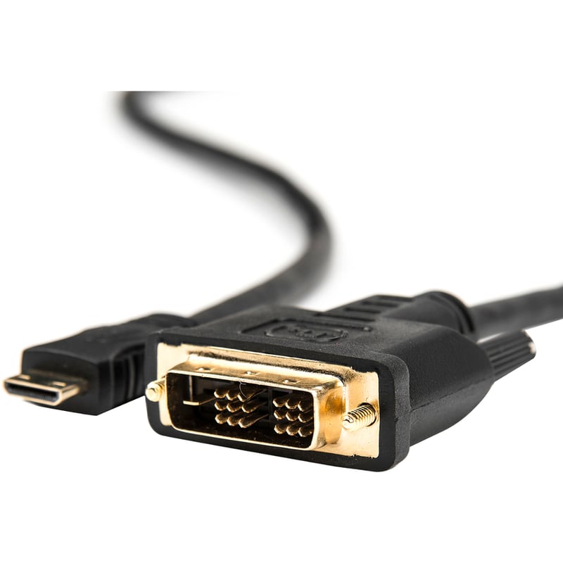 Rocstor Premium 3ft Mini HDMI to DVI-D Cable - M/M - DVI/HDMI for Audio/Video Device, Projector, Notebook, Tablet PC, Camera - 3ft - 1 Pack - 1 x HDMI (Mini Type C) Male Digital Audio/Video - 1 x DVI-D Male Digital Video - Gold Pl - Thumbnail 4