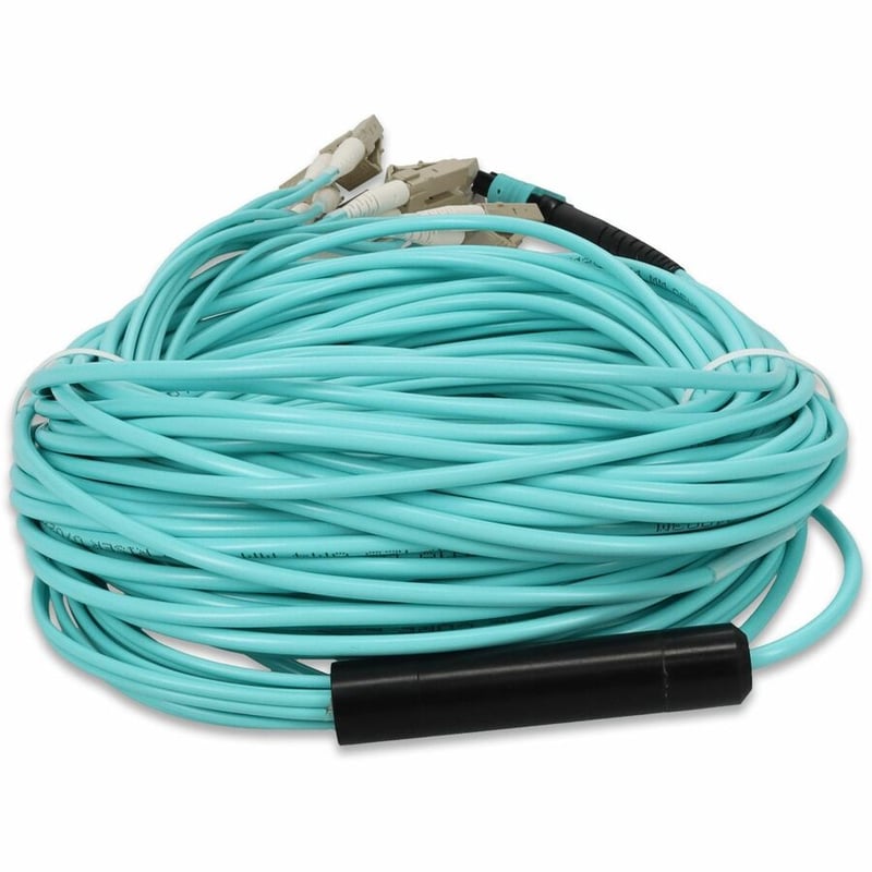 AddOn 20m MPO/UPC to 6xLC/UPC Duplex Aqua OM3 OFNR (Riser-Rated) 12-Strand Fiber Fanout Cable - Thumbnail 4