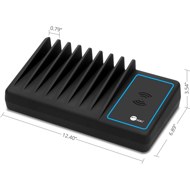 SIIG 10-Port USB-A/C & Wireless Charging Station With Ambient Light Deck - Thumbnail 3