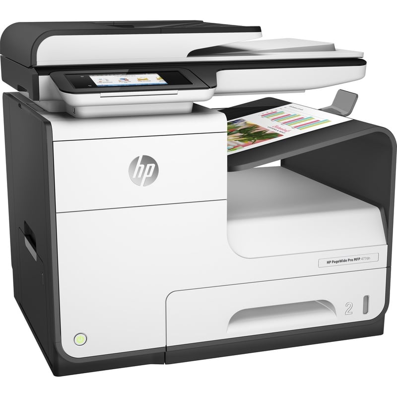 HP PageWide Pro 477dn Page Wide Array Multifunction Printer-Color-Copier/Fax/Scanner-40 ppm Mono/Color Print-2400x1200 Print-Automatic Duplex Print-50000 Pages Monthly-550 sheets Input-Color Scanner-1200 Optical Scan-Color Fax- Ethernet - Thumbnail 4