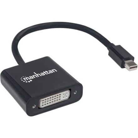 Mini DisplayPort 1.2a to DVI-I Dual-Link Adapter Cable, 4K@30Hz, Active, 19.5cm, Male to Female, Compatible with DVD-D, Black, Three Year Warranty - Thumbnail 2