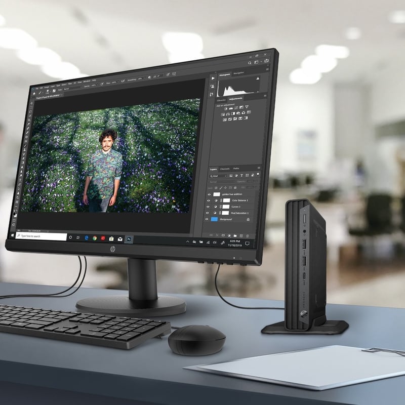 HP Business Desktop ProDesk 600 G6 Desktop Computer - Intel Core i5 10th Gen i5-10500T Hexa-core (6 Core) 2.30 GHz - 4 GB RAM DDR4 SDRAM - 256 GB M.2 PCI Express NVMe SSD - Desktop Mini - Thumbnail 3