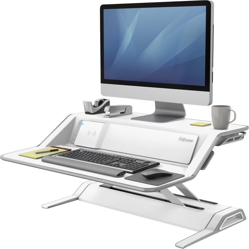 Fellowes Lotus DX Sit-Stand Workstation - White - Thumbnail 1