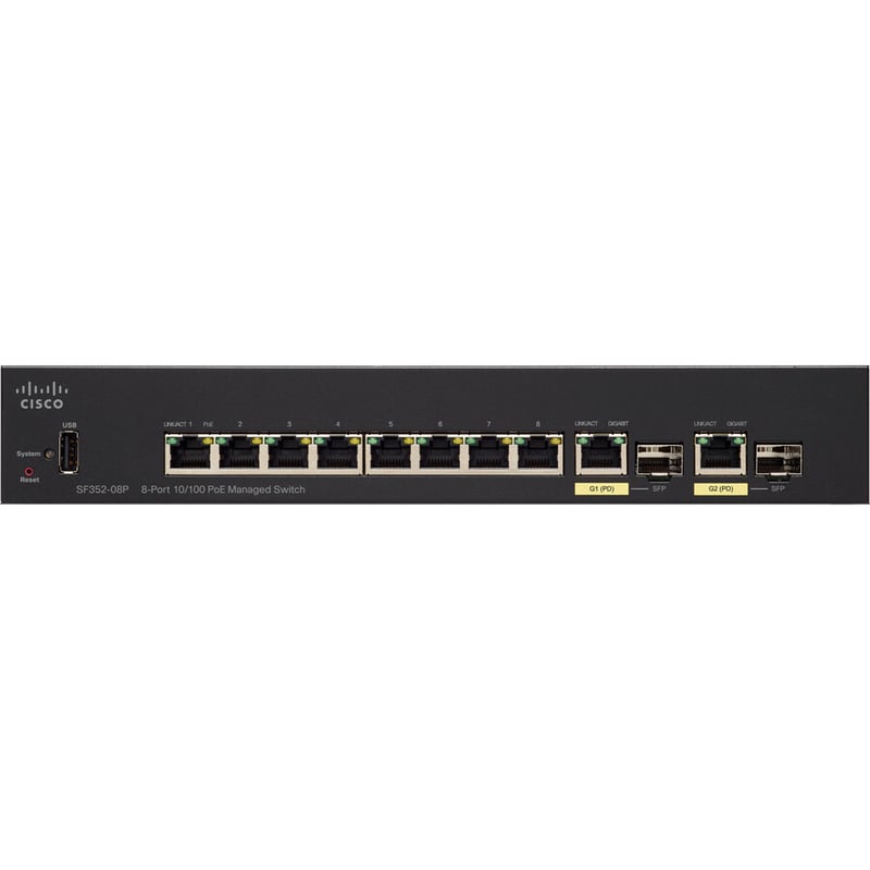 Cisco SF352-08P 8-Port 10 100 POE Managed Switch - Thumbnail 2