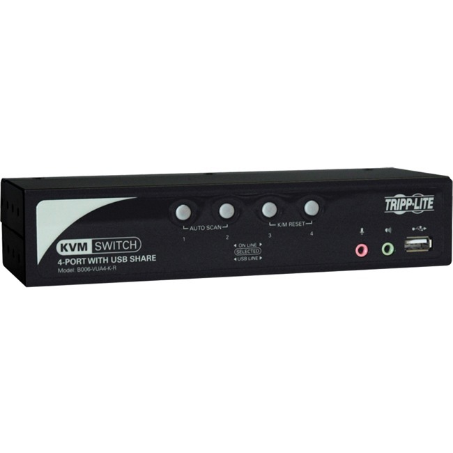 Tripp Lite by Eaton 4-Port Desktop KVM Switch Audio, 2-Port USB, On-Screen Display & Cables - Thumbnail 1