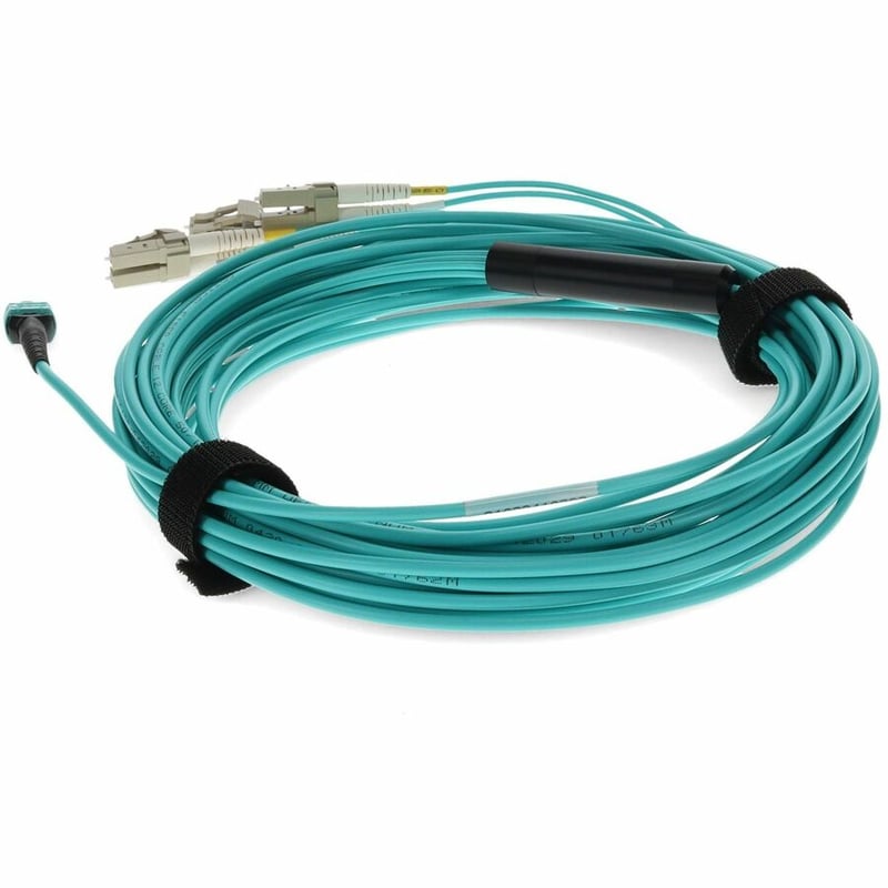AddOn 1m MPO/UPC to 4xLC/UPC Duplex Aqua OM4 OFNP (Plenum-Rated) 8-Strand Fiber Fanout Cable - Thumbnail 3