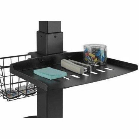AIDATA MOBILE SIT STAND PC WORKSTATION BLACK CASTERS BASKET - Thumbnail 2