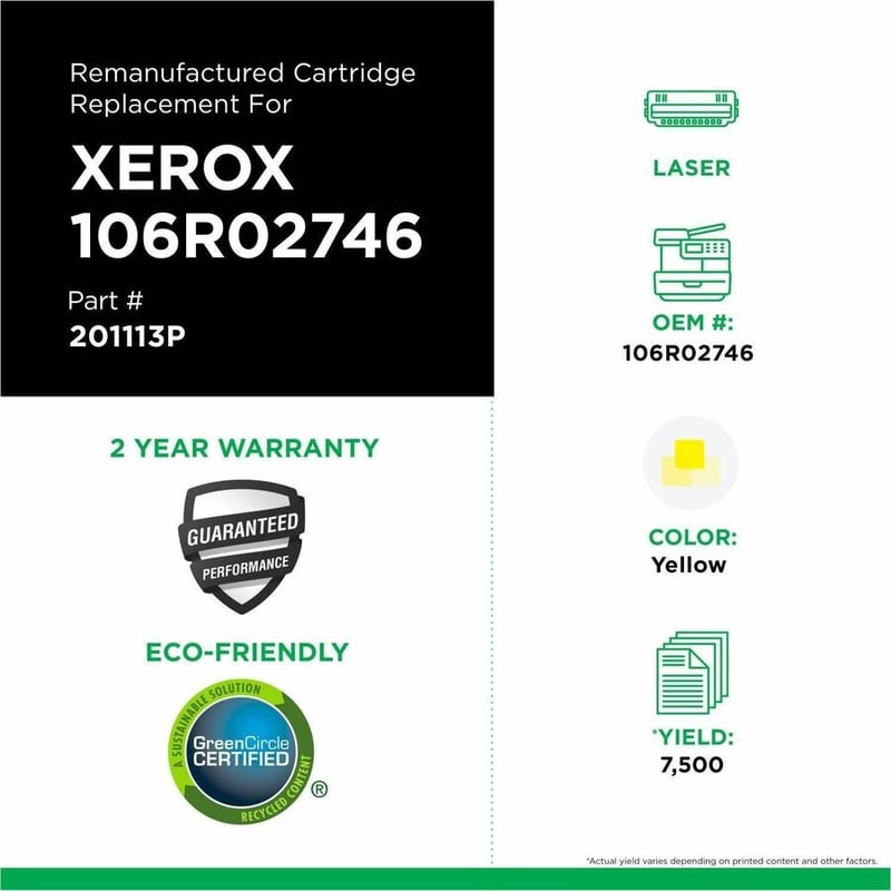 Clover Imaging Remanufactured Yellow Toner Cartridge for Xerox 106R02746 - Thumbnail 3