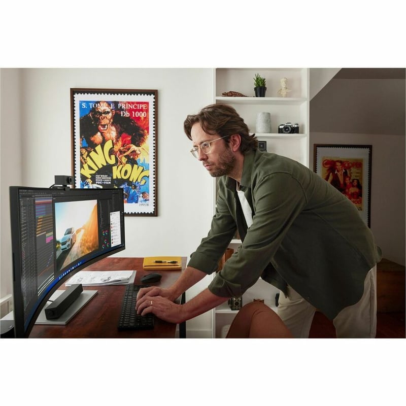 HP E45c G5 45" Class Dual Quad HD (DQHD) Curved Screen LED Monitor - 32:9 - Black, Silver - Thumbnail 3
