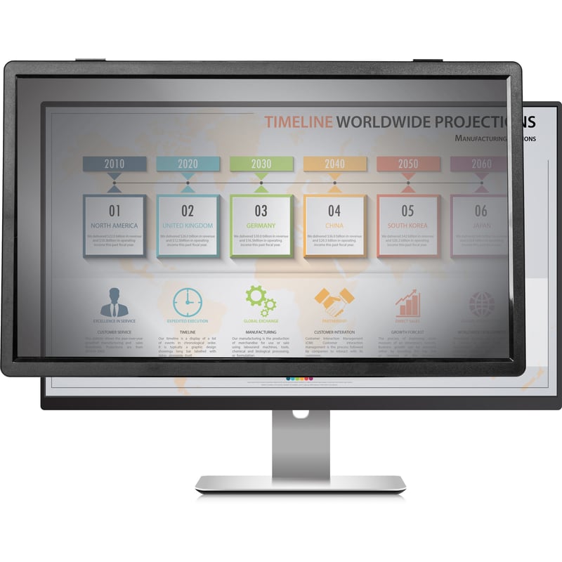 Rocstor PrivacyView Premium Framed Privacy Filter for 24 Widescreen Monitor - For 24" Monitor / Display - 16:10 Aspect Ratio - Framed - Black - For 24" Widescreen LCD Monitor - 16:10 - Dust Resistant - For 24" - Thumbnail 1