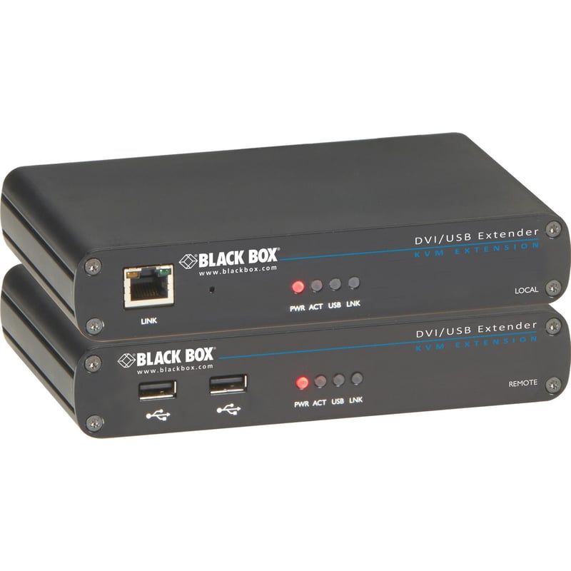 Black Box LRX Series KVM Extender - DVI-D, USB 2.0, RS232, Audio, Single-Access, CATx - Thumbnail 1