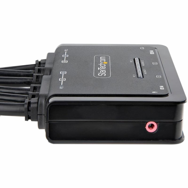 StarTech.com 2-Port Dual-Monitor DisplayPort Cable KVM Switch, 4K 60Hz, Compact KVM with 5ft/1.5m Integrated Host Cables, Bus Powered - Thumbnail 3