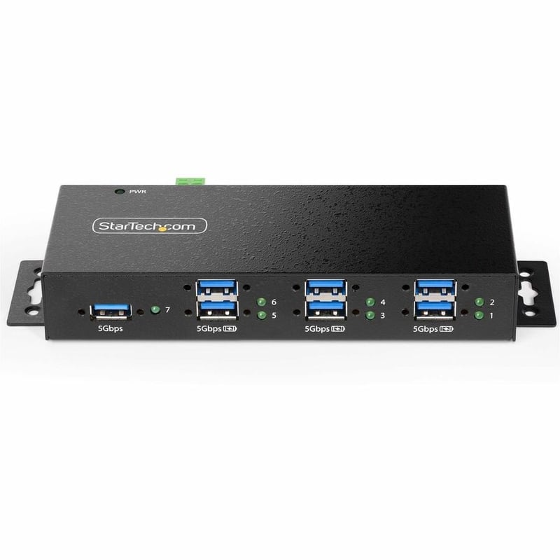 StarTech.com 7-Port Managed USB Hub, Heavy Duty Metal Industrial Housing, ESD & Surge Protection, Wall/Desk/Din-Rail Mountable, USB 5Gbps - Thumbnail 3
