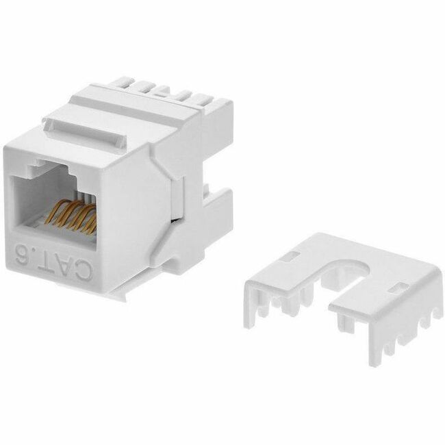 MONOPRICE CAT6 RJ45 180-DEGREE DUAL IDC KEYSTONE FOR 22-24AWG SOLID WIRE_ WHITE - Thumbnail 1