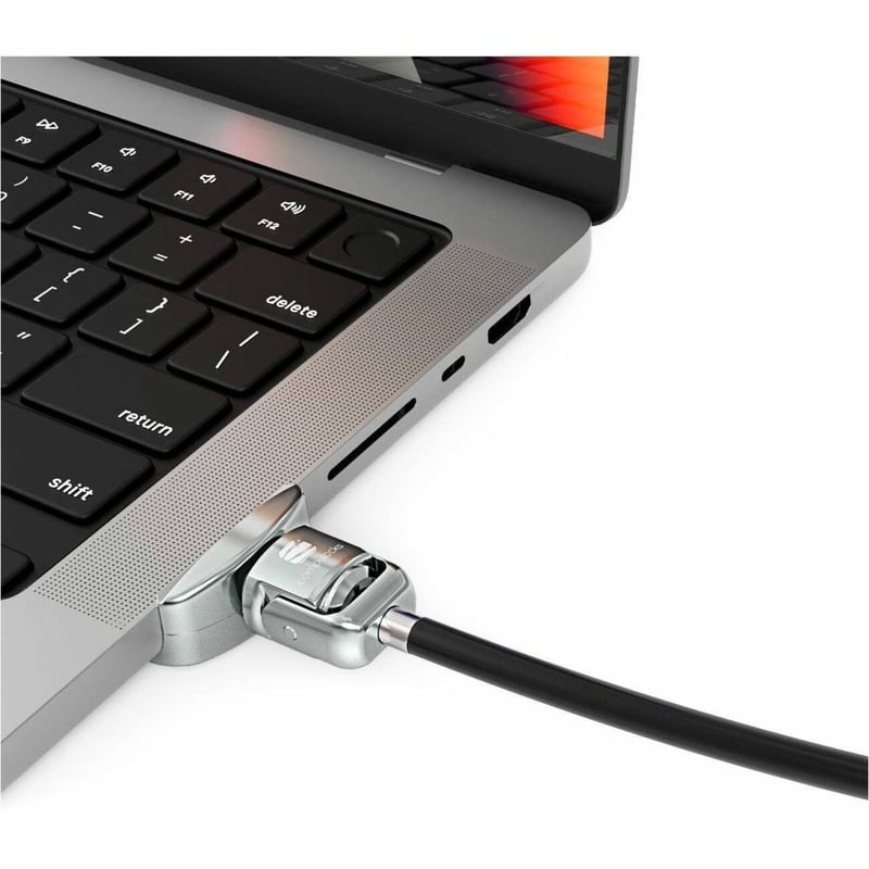 LEDGE LOCK ADAPTER FOR MACBOOK PRO 14IN M1, M2 & M3 WITH KEYED CABLE LOCK SILVER - Thumbnail 1