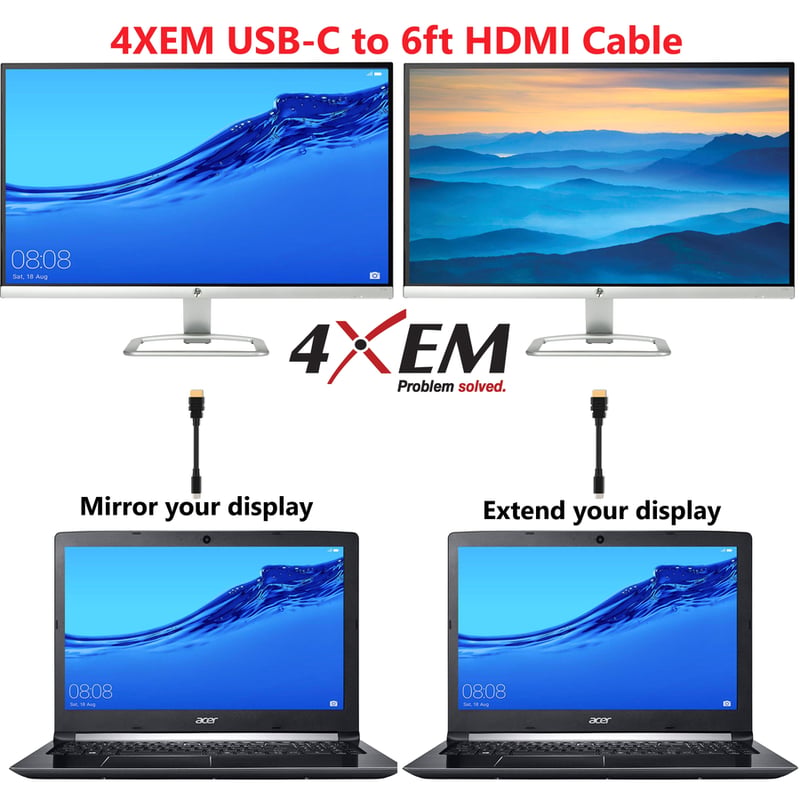 4XEM USB-C to HDMI Cable - 6FT White - Thumbnail 3