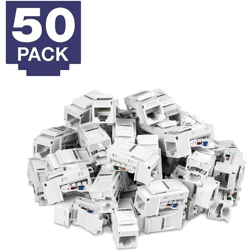 TRENDnet Cat6 Keystone Jack 50-Pack Bundle, TC-K50C6, Compatible with Cat5/Cat5e/Cat6 Cabling Cat6 RJ45 Keystone Jacks, Use with the TC-KP24 or TC-KP48 Blank Keystone Patch Panels (Sold Separately) - Thumbnail 2
