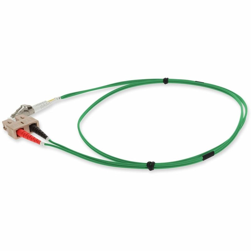 AddOn 2m SC to LC Green OM4 Duplex OFNP (Plenum-Rated) Fiber Patch Cable - Thumbnail 2