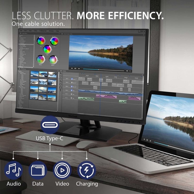 ViewSonic VP2756-2K 27 Inch Premium IPS 1440p Ergonomic Monitor with Ultra-Thin Bezels, Color Accuracy, Pantone Validated, HDMI, DisplayPort and USB C for Professional Home and Office