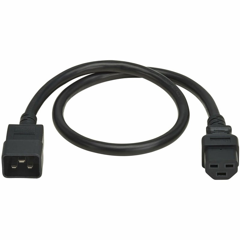 POWER CORD C20 C21 HEAVY-DUTY 20A 250V 12 AWG 2 FT. 0.6 M BLACK - Thumbnail 1