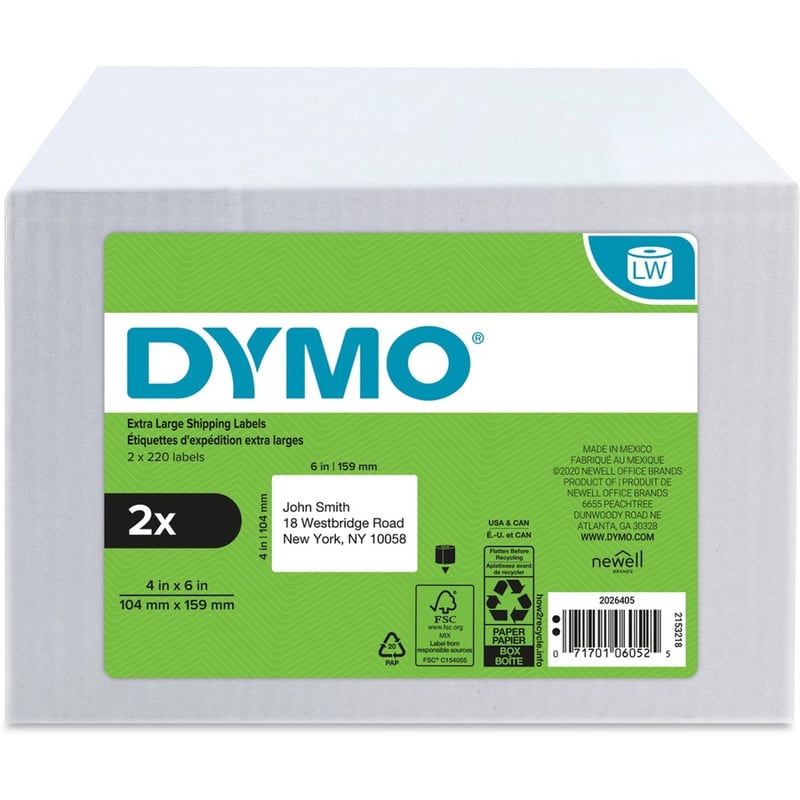 2 PK 4XL SHIPPING LABELS 4INX6IN 220/ROL (1744907) - Thumbnail 2