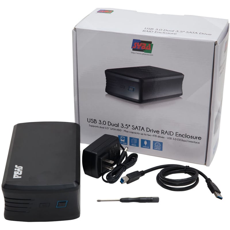 SYBA Multimedia USB 3.0 Dual 3.5" SATA Drive RAID Enclosure - Thumbnail 3