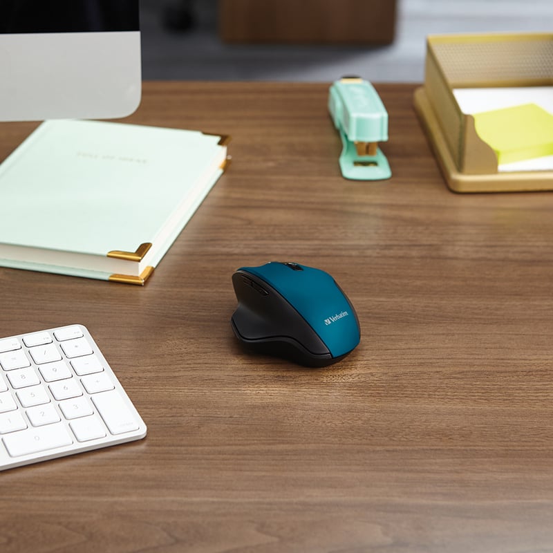Verbatim Silent Ergonomic Wireless Blue LED Mouse - Dark Teal - Thumbnail 4