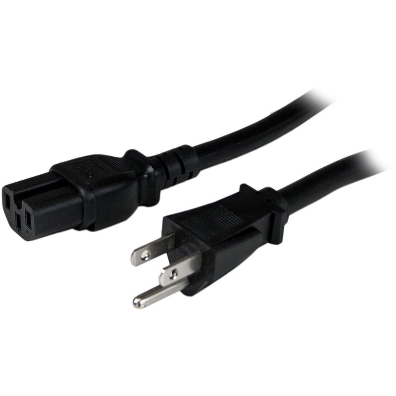 StarTech.com 8ft (2.4m) Heavy Duty Power Cord, NEMA5-15P to C15, 15A 125V, 14AWG, Replacement AC Computer PC Power Supply Cable - Thumbnail 1