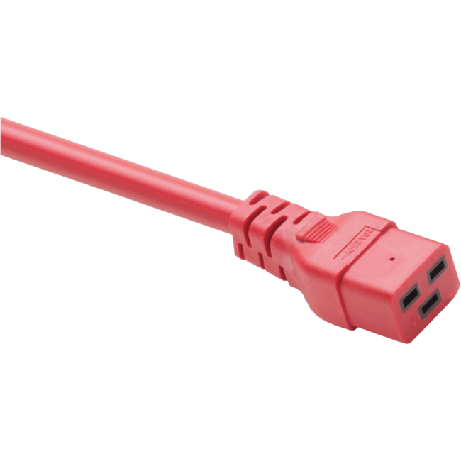 POWER CORD C19 - C20, 12AWG, 20AMP, 250V, HEAVY DUTY SJT JACKET, RED, 10FT, C19