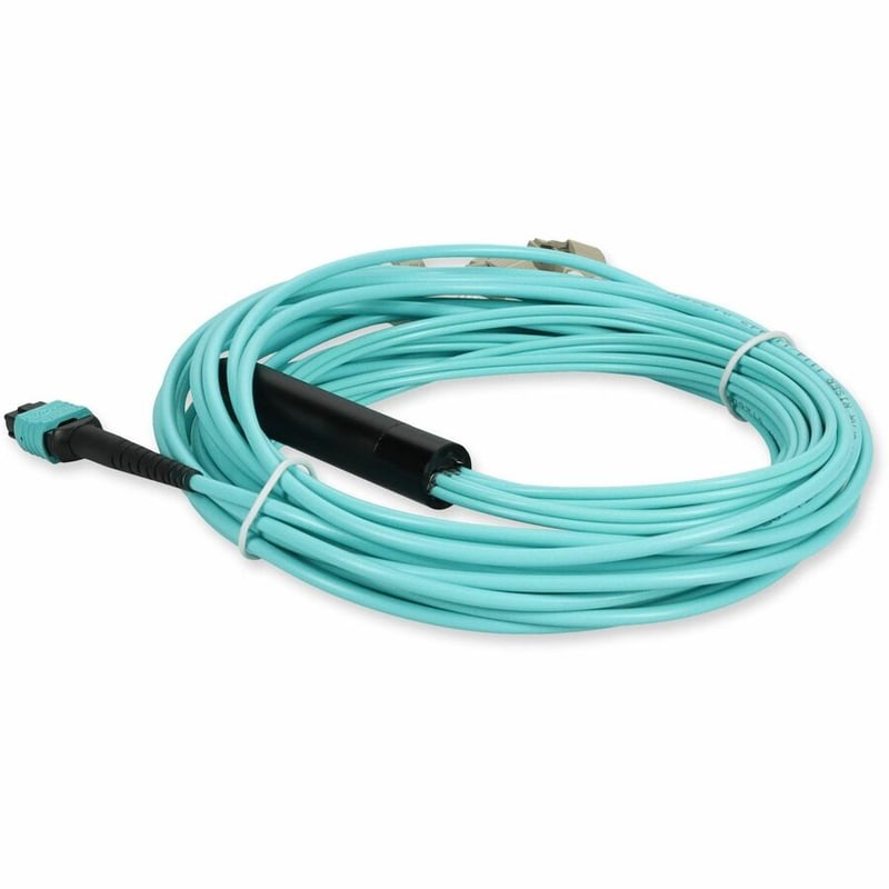 AddOn 10m MPO/UPC (Male) to 4xLC Duplex (8xLC)/UPC Aqua OM4 OFNR (Riser-Rated) 8-Strand Fiber Fanout Cable - Thumbnail 3
